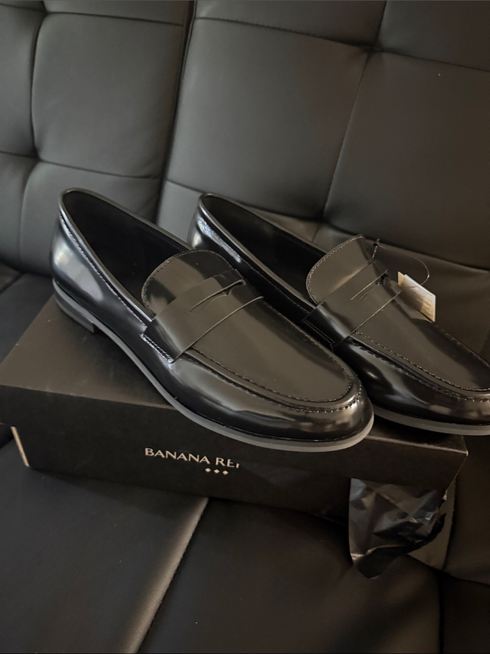 Banana Republic women Black Patent Leather Penny Loafers